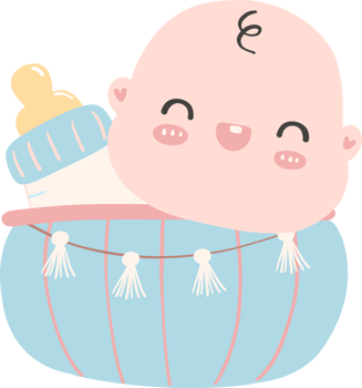 Baby shower boy, newborn baby in basket png