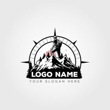 Adventure Mountain climbing Illustration vector logo design