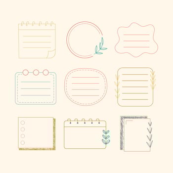 notebook pages stickers and photo card frame paper notes vector