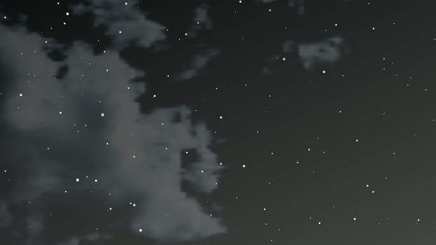 Night sky with clouds and many stars. Abstract nature background with stardust in deep universe. Vector illustration.