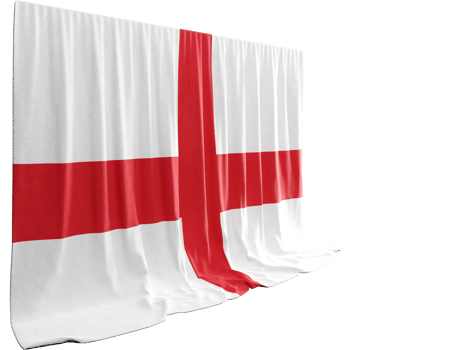 English Flag Curtain in 3D Rendering Celebrating English Heritage png