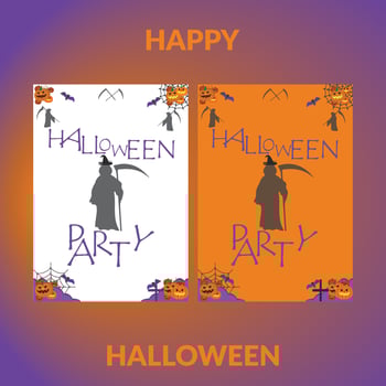 Halloween night party invitation card.Spooky,creepy,haunted,witch,ghost,skeleton,scary,horror,full moon,trick or treat poster illustration. vector