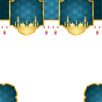 Golden islamic frame with lantern ramadan kareem arabic border flyer poster png
