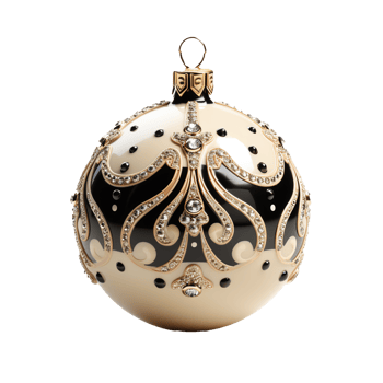 3d luxury White Christmas ball decorated with gold png
