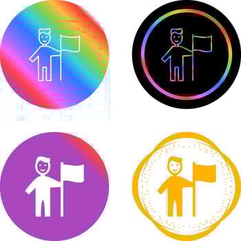 Man setting Flag Vector Icon