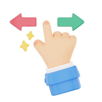 Swipe right or left 3D hand gesture icon png