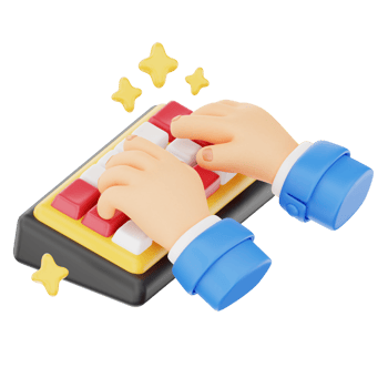 Typing keyboard 3D hand gesture icon png