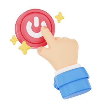 Touch power on 3D hand gesture icon png