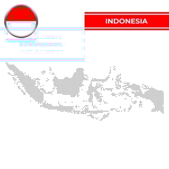 Dotted map of Indonesia with circular flag vector