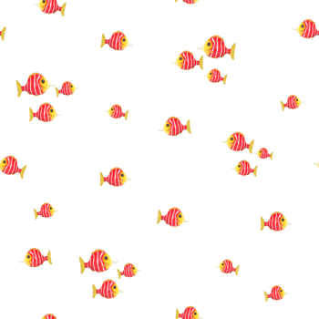 Watercolor underwater seamless pattern of colorful fishes. Perfect for wallpaper, print, baby textile, nursery, scrapbooking, postcards, clothing. Cartoon style. png