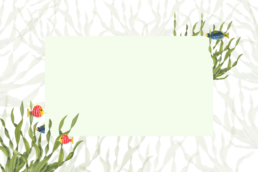 Watercolor frame in marine style. Fish, algae. Perfect illustration for postcard design, different invitation template, birthday card png