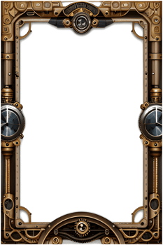 Steam punk Border Frame PNG Transparent Background Ai Generative