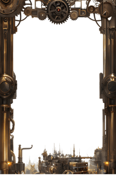 Steam punk Border Frame PNG Transparent Background Ai Generative