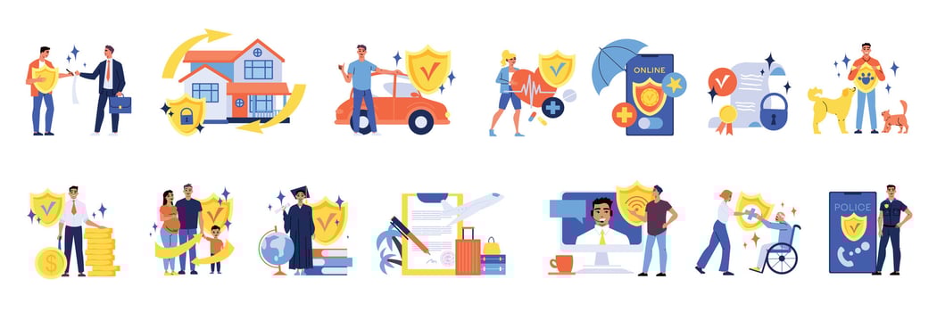 Insurance Conceptual Icons Collection vector