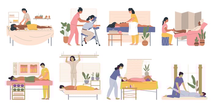 Massage Types Flat Compositions vector