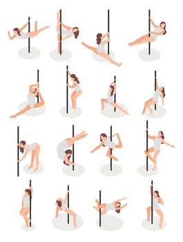 Pole Dance Icons Set vector