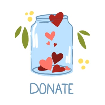 The concept of donation jar concept. Fundraising. Donate help. vector