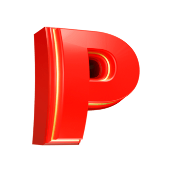 3d render red letter png