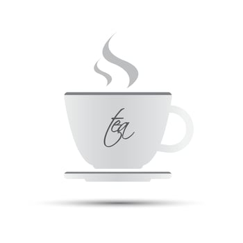 Simple white cup of tea with inscription isolated on white background vector