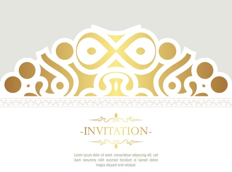 Gold invitation background style ornamental pattern vector