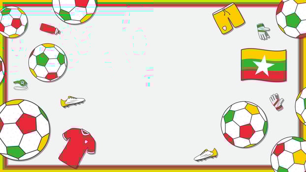Football Background Design Template. Football Cartoon Vector Illustration. Sport In Myanmar