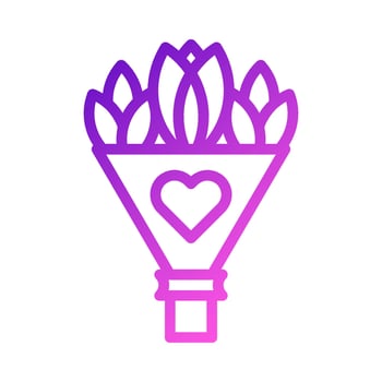 Bouquet love icon gradient purple pink style valentine illustration symbol perfect. vector