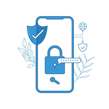Mobile security concept. Secure internet connection. illustrator vector