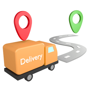 Delivery van is sending parcel clipart flat design icon isolated on transparent background, 3D render logistic and delivery concept png