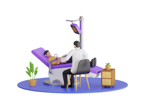 Doctor in uniform treating human teeth using medical equipment. 3d illustration of Dentist doctor examining patient png