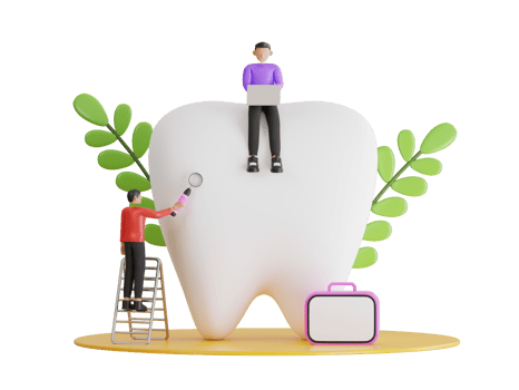 dental student studying the structure of a tooth. Medical student learning dentistry in classroom. 3d illustration png