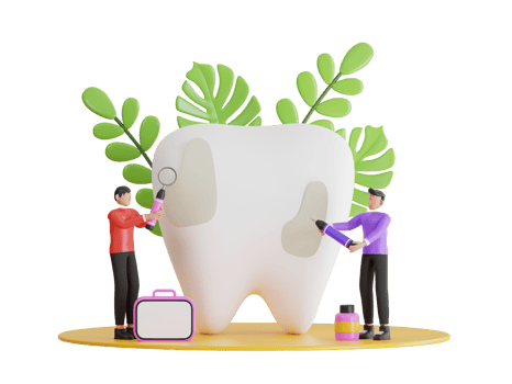 dental student studying about how to fill a tooth. Medical student learning dentistry in classroom. 3d illustration png