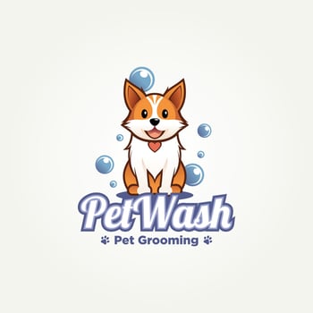 pet wash grooming flat logo template vector illustration design. simple modern grooming salons, veterinarian clinics, pet supply stores logo concept