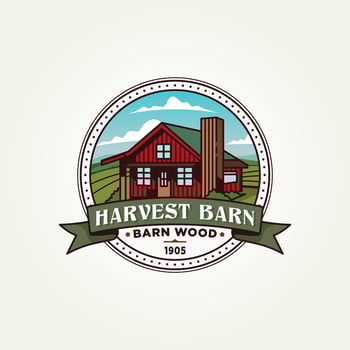 classic harvest barn badge logo template vector illustration design. simple modern farmers, foodies, agricultural emblem logo concept