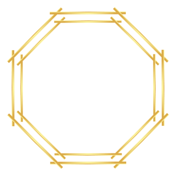 Polygon golden frame with border png