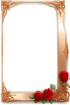 Rose Golden Border Frame PNG Image Transparent Background Ai Generative