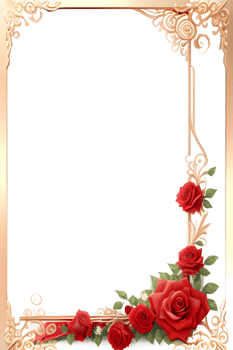 Rose Golden Border Frame PNG Image Transparent Background Ai Generative