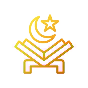 Quran icon gradient yellow orange colour ramadan symbol illustration perfect. vector