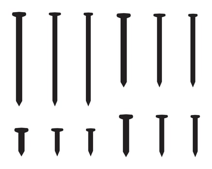 Steel nail shape set vector
