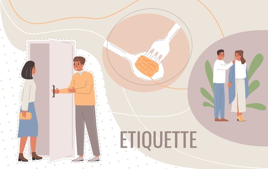 Couple Etiquette Collage Composition vector