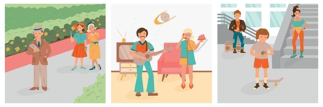 People Generations Square Compositions vector