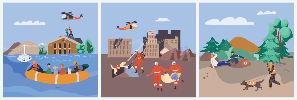 Rescuer Square Set vector