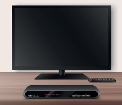 Smart TV With Lcd Screen And Setup Box vector