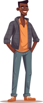 Standing man cartoon avatar character full body, AI generated, PNG file no background