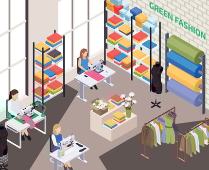 Sustainable Clothes Workshop Composition vector