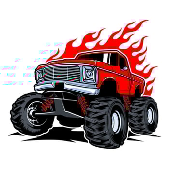 monster truck vector logo design inspiration, Design element for logo, poster, card, banner, emblem, t shirt. Vector illustration