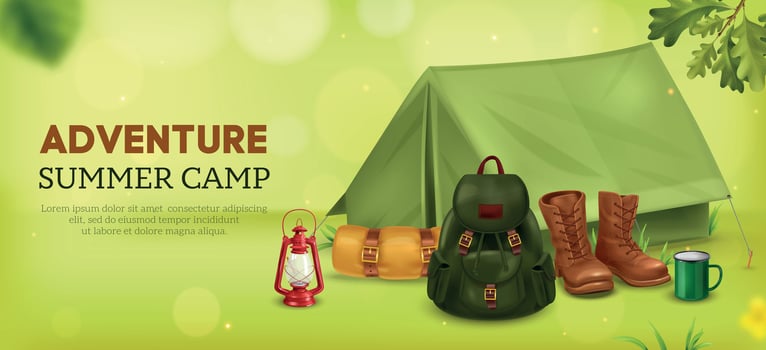 Vintage Camping Horizontal Poster vector