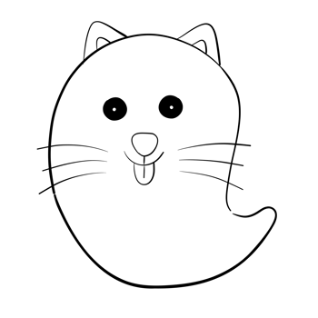 Spooky Halloween Cute Ghost in Black  White Lines png