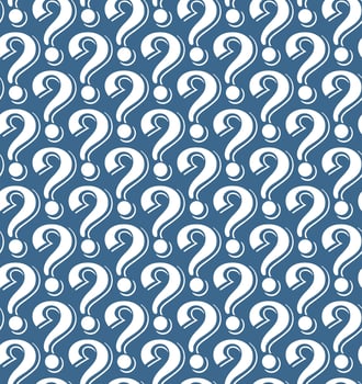 the pattern of repeating white question marks with a blue background is suitable for products with a mysterious impression such as a mystery box vector