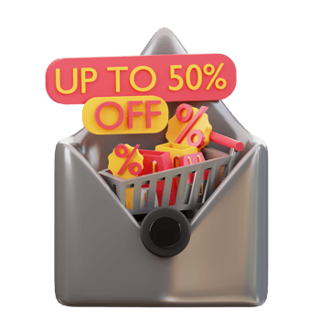 3d email containing promotion and discount icon png