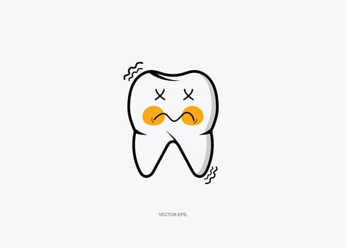 a tooth decay with a sad face on it vector